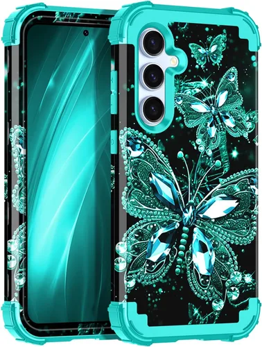Vista 13 de Miqala Funda para Galaxy A14 5G, que brilla en la oscuridad, tres capas, resistente, a prueba de golpes, cuerpo completo, parachoques de plástico
