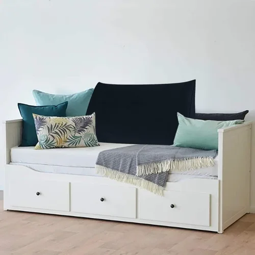 Vista 6 de WOWMAX Almohada de cuña para cabecera de cama de día, con funda extraíble, terciopelo negro, tamaño matrimonial
