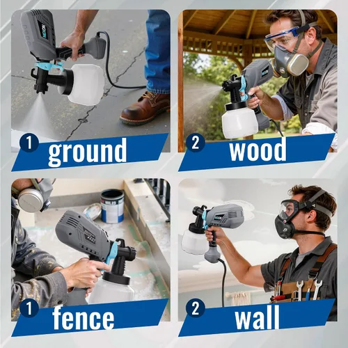 Vista 4 de NEXON Pulverizador de pintura para pintura de casas, pistola de pintura eléctrica de alta velocidad con motor de 600 W, 4 boquillas y 3 modos