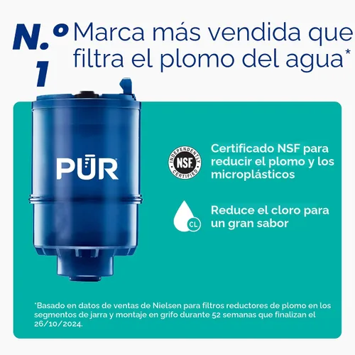 Vista 4 de PUR Plus - Sistema de filtración de agua para montaje en grifo vertical, filtro de agua reductor de plomo para grifo de fregadero, fácil
