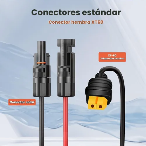 Vista 4 de Cable de carga de panel solar FlexSolar 6.6 pies 14AWG, conector solar a Anderson, DC5521, DC7909, adaptador XT60 para batería, estación de energía