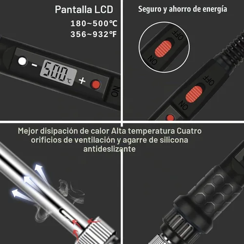 Vista 3 de Kit de Combustión de Madera ACRSIKR, Herramienta de Combustión de Madera con Pantalla LED, Pluma de Pirografía Ajustable de Temperatura para LED