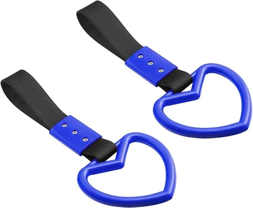 Vista 11 de 2 anillos Tsurikawa en forma de corazón, correa de mano para parachoques trasero, asa de corazón Janpanese para automóviles, SUV, metro, autobús