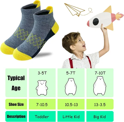 Vista 2 de JAMEGIO Boys Socks 12 Pairs Ankle Athletic Sock Half Cushion Low Cut socks for Little Big Kids