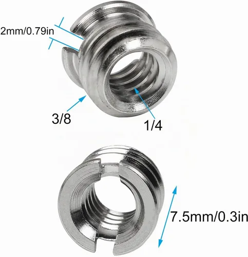 Vista 3 de Adaptador de rosca de trípode LUORNG de 1/4"-20 hembra a 3/8"-16 macho, 10 unidades, adaptador de tornillo estándar, convertidor de buje reductor