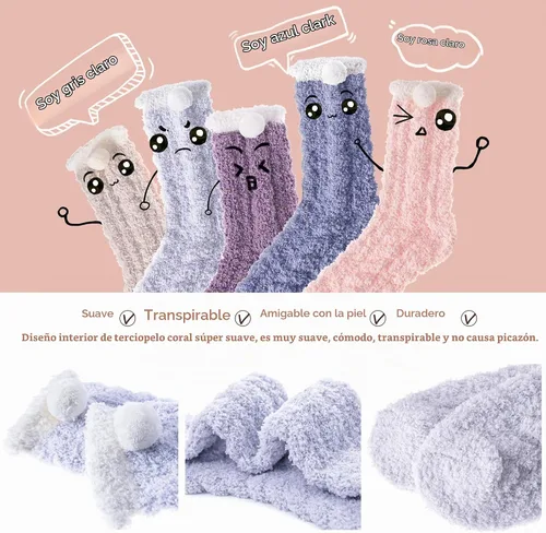Vista 5 de EBMORE Calcetines mullidos para mujer, esponjosos, acogedores, cómodos, de felpa, cálidos, para invierno, para dormir, para el hogar, calcetines