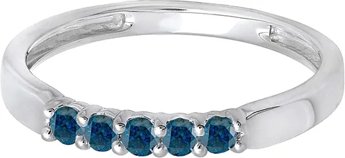 Vista 146 de Dazzlingrock Collection Anillo de boda redondo de 5 piedras preciosas o diamantes para mujer en oro macizo de 10 K/14 K/18 K
