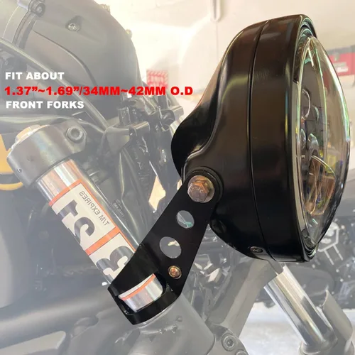 Vista 3 de LEDUR Faro delantero LED de motocicleta de 7 pulgadas aprobado por DOT redondo alto/bajo con carcasa soportes de montaje de cubo para Road King
