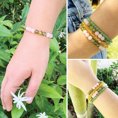 Vista 58 de Pulseras elásticas, piedras preciosas naturales, amatista, citrino, cuarzo rosa, cuarzo de cristal transparente, ojos de peridoto y teger, regalo