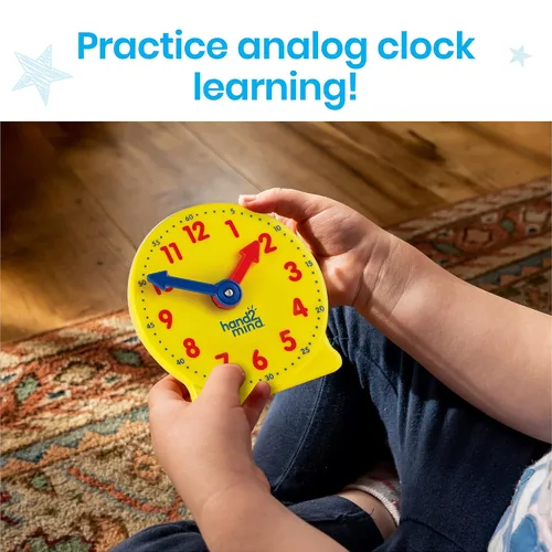 Vista 6 de hand2mind Juego de mini reloj con engranaje para el aula, decir la hora, relojes de enseñanza, aprender a decir la hora para niños, reloj analógico