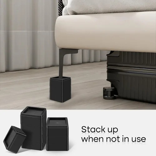 Vista 8 de Elevadores de cama de 3 pulgadas: elevadores de muebles de gran tamaño que se ajustan a patas de hasta 5.5 pulgadas, crean 3 o 6 o 9 pulgadas