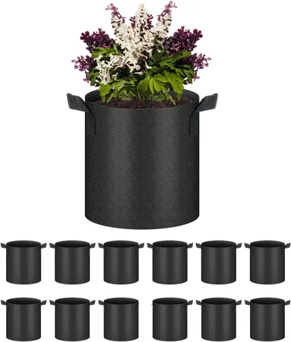 Vista 17 de HealSmart Paquete de 6 bolsas de cultivo no tejidas de 1 galón, macetas de tela de aireación con asas, adecuadas para frutas de jardín, verduras