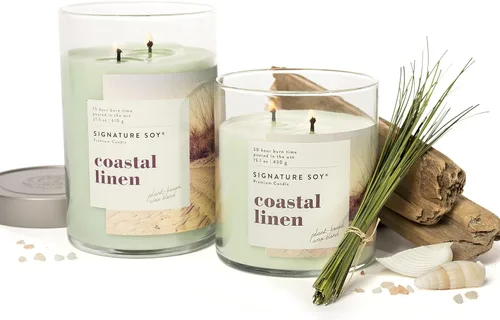 Vista 4 de Vela perfumada con tapa de Coastal Linen de Signature Soy Lino costero