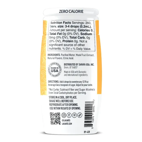 Vista 3 de Lakanto Monk Fruit Extract Drops, caramelo, edulcorante sin azúcar, 1.76