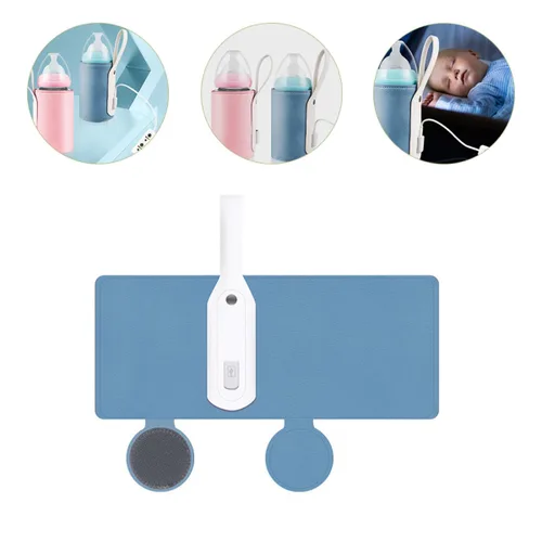 Vista 5 de FRCOLOR Portable Bottle Warmer Sleeve USB Rechargeable Travel Milk Heater with Intelligent Temperature Control and Timer Compact Insulated Warmer
