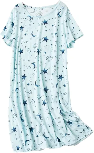 Vista 3 de PNAEONG Paquete de 3 camisones de algodón para mujer, ropa de dormir de manga corta, camisa casual con estampado