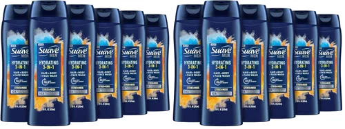 Vista 7 de Suave Jabón hidratante para hombre, para cuerpo, cara y cabello, 3 en 1 para piel y cabello hidratados, aroma cítrico y almizcle, sin parabenos, sin