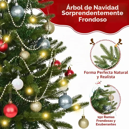Vista 4 de Uspring Árbol de Navidad pequeño de 3 pies con luces, árbol de Navidad artificial de mesa con 50 luces LED y adornos colgantes de bricolaje, mini