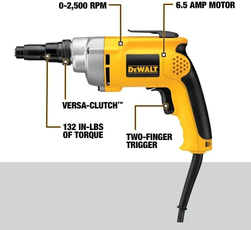 Vista 5 de DEWALT Drywall Screw Gun, 6.5-Amp (DW268), Yellow