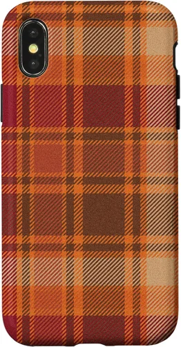 Vista 5 de iPhone 16 Vintage Halloween Naranja Rojo Plaid Otoño Calabazas Caso