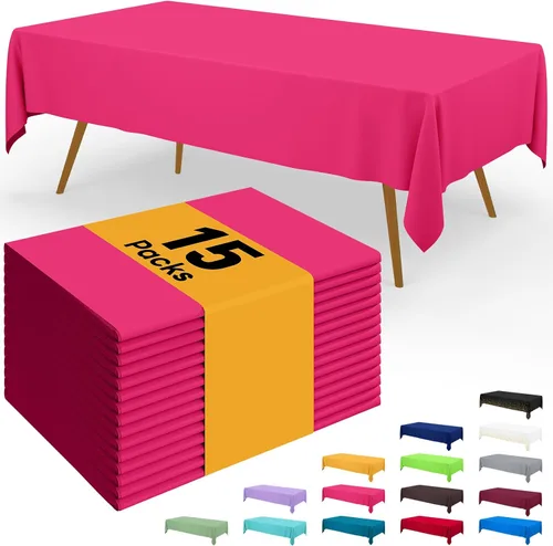 Vista 121 de Smiry - Juego de 6 manteles desechables, 54 x 78 pulgadas, manteles impermeables rectangulares para fiestas, cubierta de mesa de plástico
