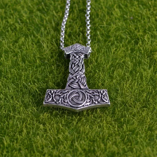 Vista 2 de LANGHONG Collar vikingo nórdico para hombre, brújula vegvisir, collar original de talismán, 1 ud