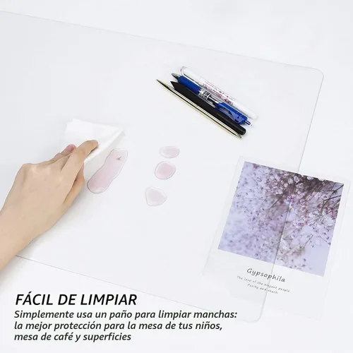 Vista 4 de Oterri Almohadilla de Escritorio Transparente, 12''x12'' Resistente al Calor Impermeable PVC Borde Redondo Alfombrilla Protectora de Escritorio