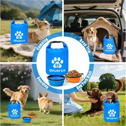 Vista 5 de Bolsa de almacenamiento de alimentos para mascotas con cierre enrollable (32 tazas), bolsa de viaje de comida para perros, contenedor impermeable