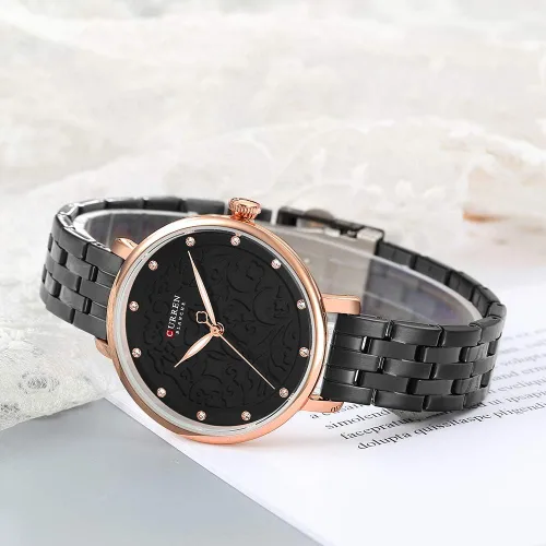 Vista 3 de Oro mujeres reloj negocios cuarzo reloj señoras lujo femenino reloj de pulsera reloj chica Relogio Feminin