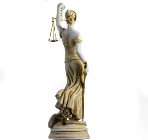 Vista 4 de Estatua de la diosa griega antigua Themis, figura ciega de la justicia, hecha a mano, escultura de abogado, regalo con acabado dorado, 13.8 pulgadas