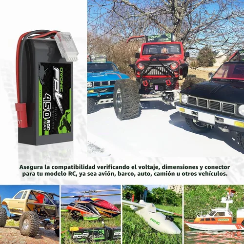 Vista 5 de OVONIC Batería Lipo de 11.1V 80C 450mAh 3S con enchufe JST [1 paquete que incluye 2 baterías]