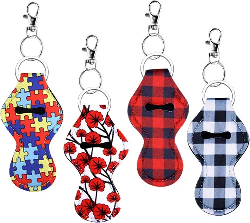 Vista 3 de Duufin 24 Pieces Chapstick Holder Keychains Lipstick Holder Keychains