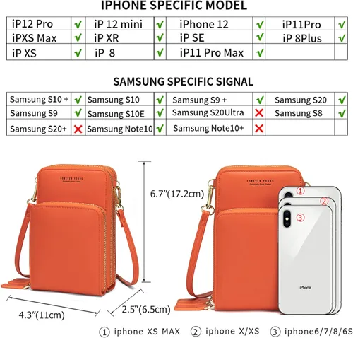 Vista 3 de Bolso chico en bandolera de mujer para celular minicartera tarjetera monedero de manohombro
