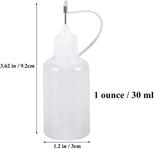 Vista 3 de Onwon Aplicador de botella de pegamento con punta de aguja de precisión, 1 onza/1.0 fl oz, aplicador vacío, engrasador, botella exprimible
