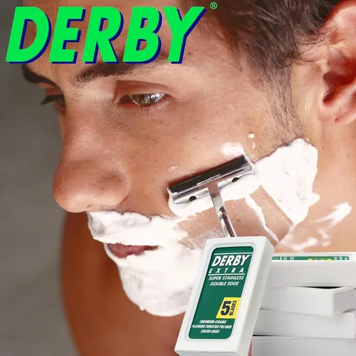 Vista 6 de 100 cuchillas de afeitar "Derby Extra Professional" de doble filo para maquinilla de afeitar recta