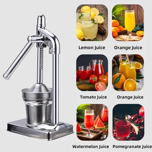 Vista 4 de Exprimidor manual de hierro fundido, exprimidor manual de hierro fundido resistente, máquina trituradora para jugo de naranja de limonada fresca