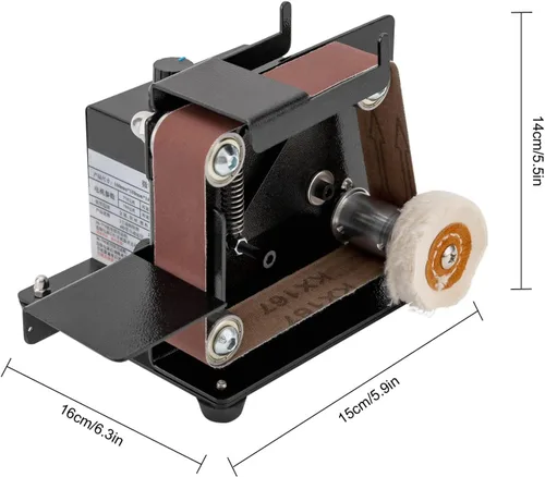 Vista 9 de Mini máquina de pulir de pulido, lijadora de correa eléctrica de bricolaje con correa abrasiva 10PC para metal de madera