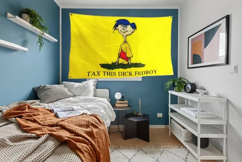 Vista 5 de Tax This Dick - Bandera federal de 2 x 3 pies, color vivo, doble costura en el borde, banderas con 4 ojales de latón inoxidables. (2 x 3 pies)