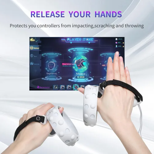 Vista 3 de Juego de funda de silicona para Oculus Quest 2, funda protectora que incluye cubierta frontal y cubierta de agarre del controlador, cubierta