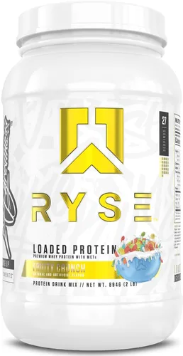 Vista 31 de RYSE Proteína en Polvo Cargada - Jet-Puffed Pastel de Cumpleaños - 25g Aislado y Concentrado de Proteína de Suero con Fibra Prebiótica y MCTs - Bajo