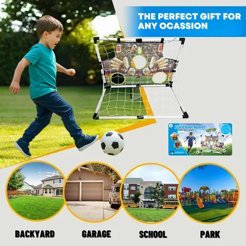 Vista 2 de Portería de fútbol para niños para patios traseros Juego de portería de fútbol para exteriores e interiores para niños y niñas de 2 a 8 años Red