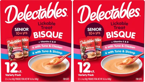 Vista 14 de Comida para gatos Delectables Bisque Lickable Treat, paquete de 12