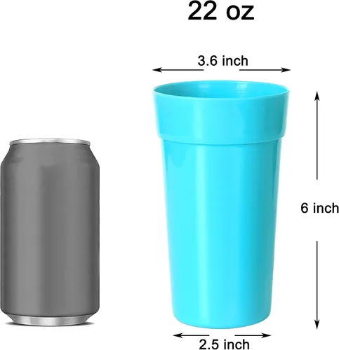 Vista 2 de Youngever Paquete de 9 vasos de plástico, vasos irrompibles, vasos de plástico en 9 colores surtidos (22 onzas)