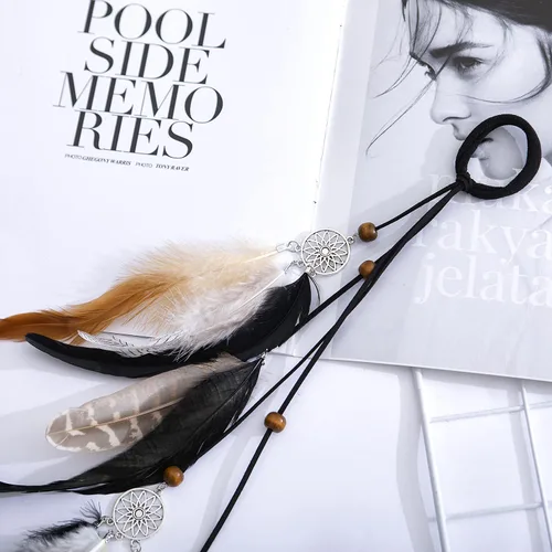 Vista 4 de lureme Diadema de plumas indias accesorios-hecho a mano plumas lazos para el pelo vestido de cabeza vestido tribal pluma tocado (hb000012-13)
