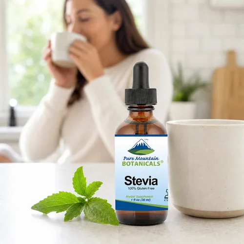 Vista 8 de Pure Mountain Botanicals Liquid Stevia Drops – Extracto de hoja de stevia edulcorante natural – Sin azúcar, Keto bajo en carbohidratos, vegano, sin
