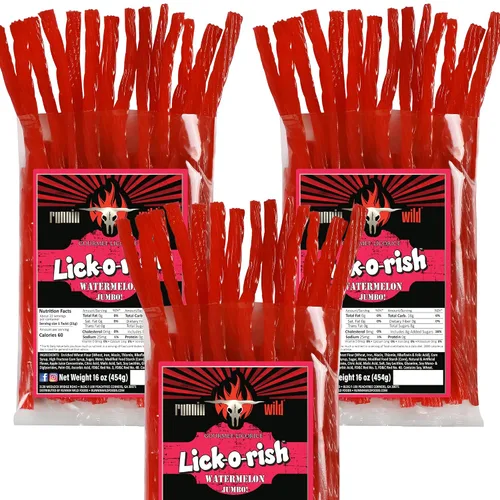 Vista 9 de Caramelo de regaliz de cereza Dulces divertidos y festivos para el Día de la Madre Lick-o-Rish, 3 libras en total
