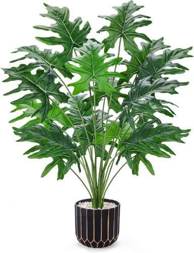 Vista 8 de Der Rose Plantas falsas de 28 pulgadas, planta Monstera en maceta de oro