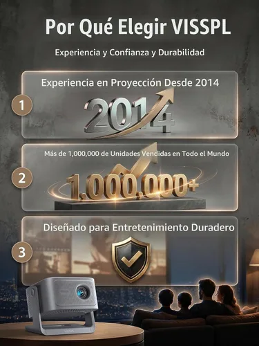 Vista 2 de 【Ahora con Netflix y 3000 ANSI】Proyector inteligente 4K con WiFi y Bluetooth, VISSPL 3D Dolby Audio y Auto Focus Proyector portátil para exteriores