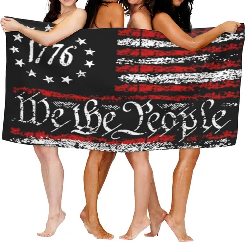 Vista 8 de We The People 1776 - Toalla de playa con bandera de Estados Unidos vintage, toalla de baño de secado rápido para viajes, natación, piscina, yoga