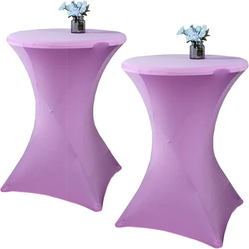 Vista 16 de Paquete de 2 manteles de cóctel de elastano de 24 x 43 pulgadas, redondos, ajustables, para bodas, banquetes, eventos, fiestas
